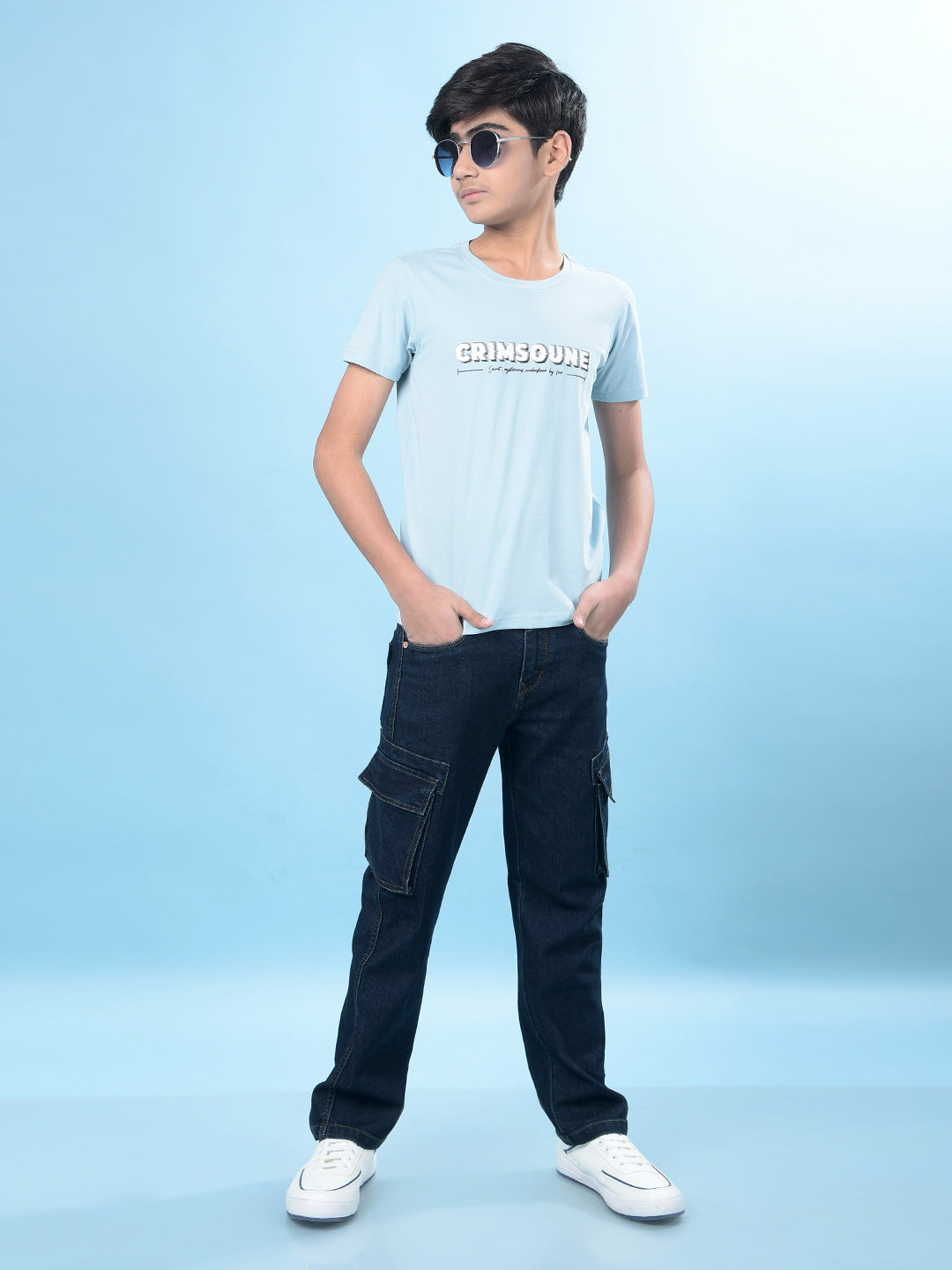 Casual Blue Cargo Jeans-Boys Jeans-Crimsoune Club