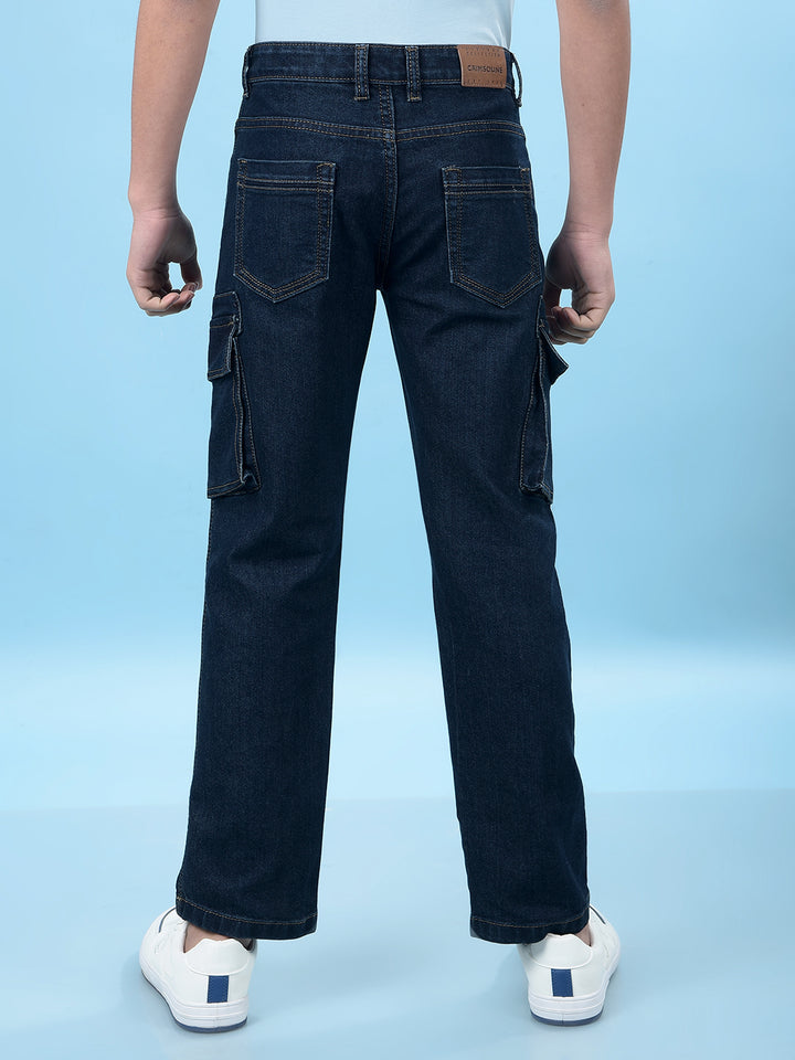 Casual Blue Cargo Jeans-Boys Jeans-Crimsoune Club