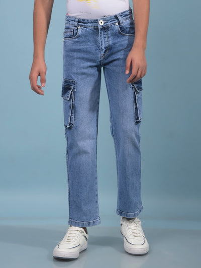 Blue Cargo Jeans-Boys Jeans-Crimsoune Club