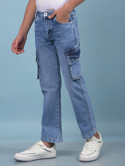 Blue Cargo Jeans-Boys Jeans-Crimsoune Club