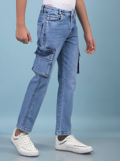 Blue Cargo Jeans-Boys Jeans-Crimsoune Club