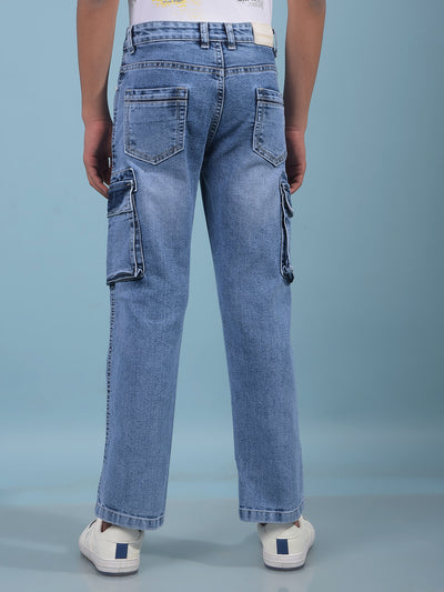 Blue Cargo Jeans-Boys Jeans-Crimsoune Club