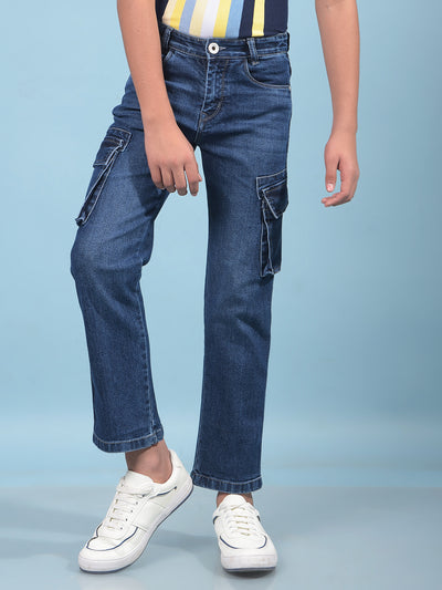 Blue Cargo Jeans-Boys Jeans-Crimsoune Club