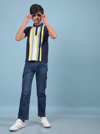 Blue Cargo Jeans-Boys Jeans-Crimsoune Club