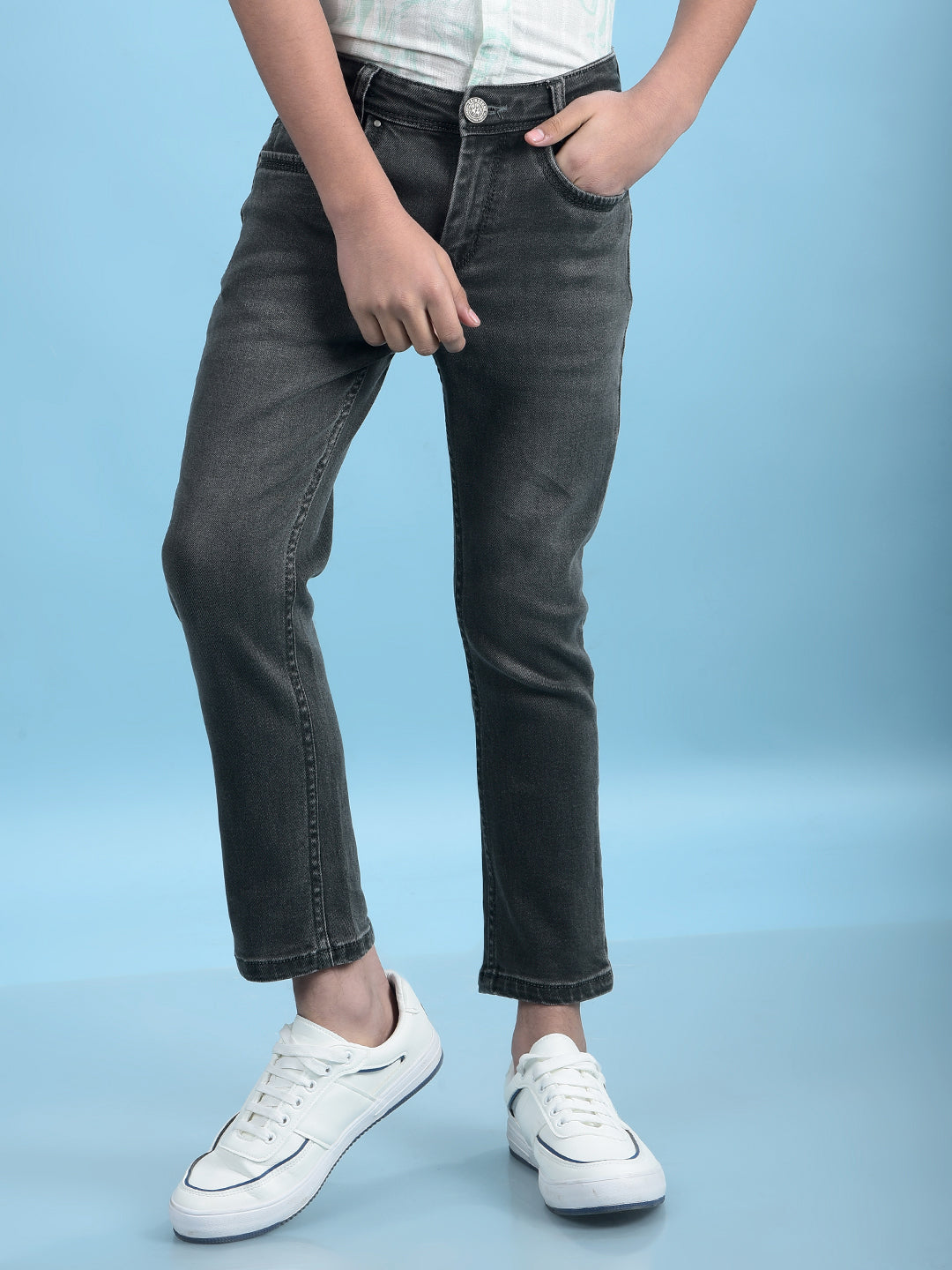 Grey Straight Leg Denim Jeans-Boys Jeans-Crimsoune Club