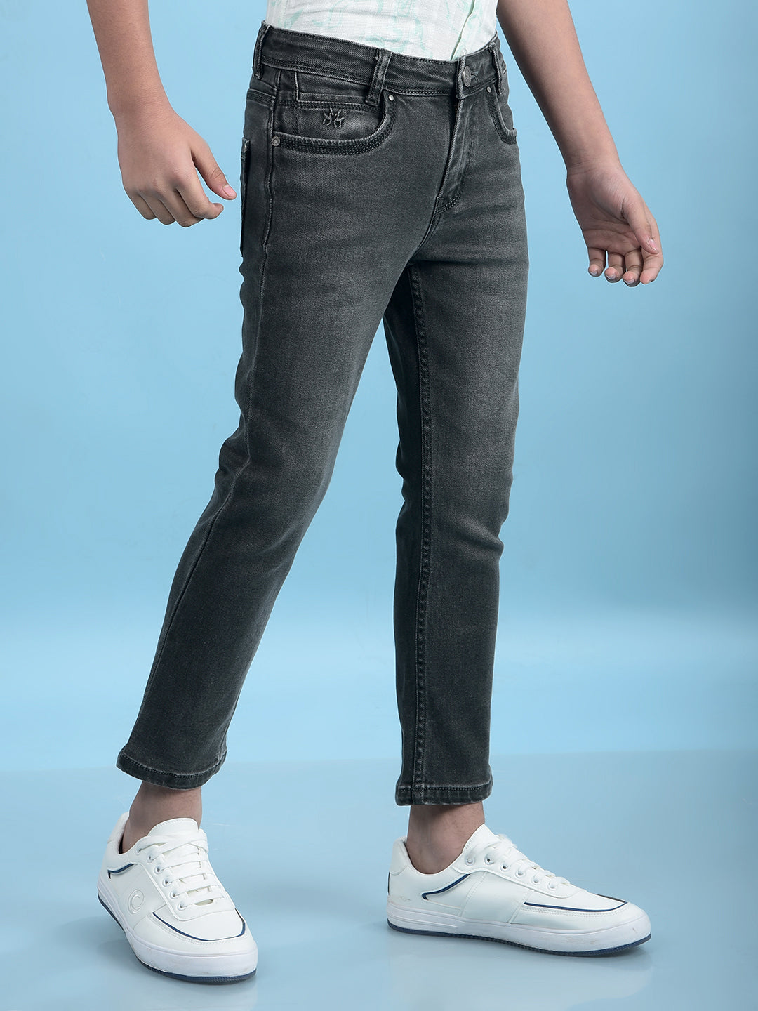 Grey Straight Leg Denim Jeans-Boys Jeans-Crimsoune Club