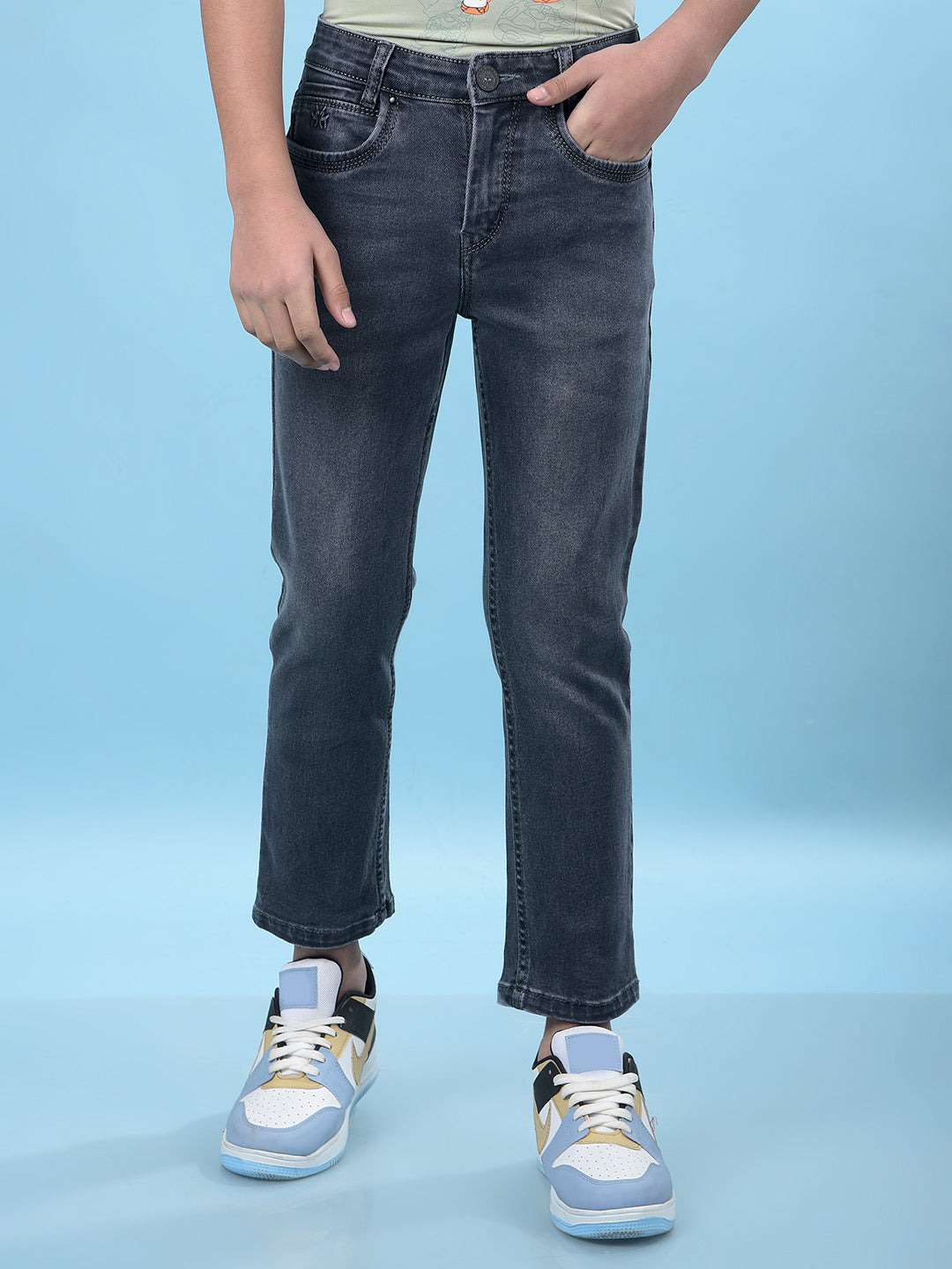 Grey Straight Leg Denim Jeans-Boys Jeans-Crimsoune Club