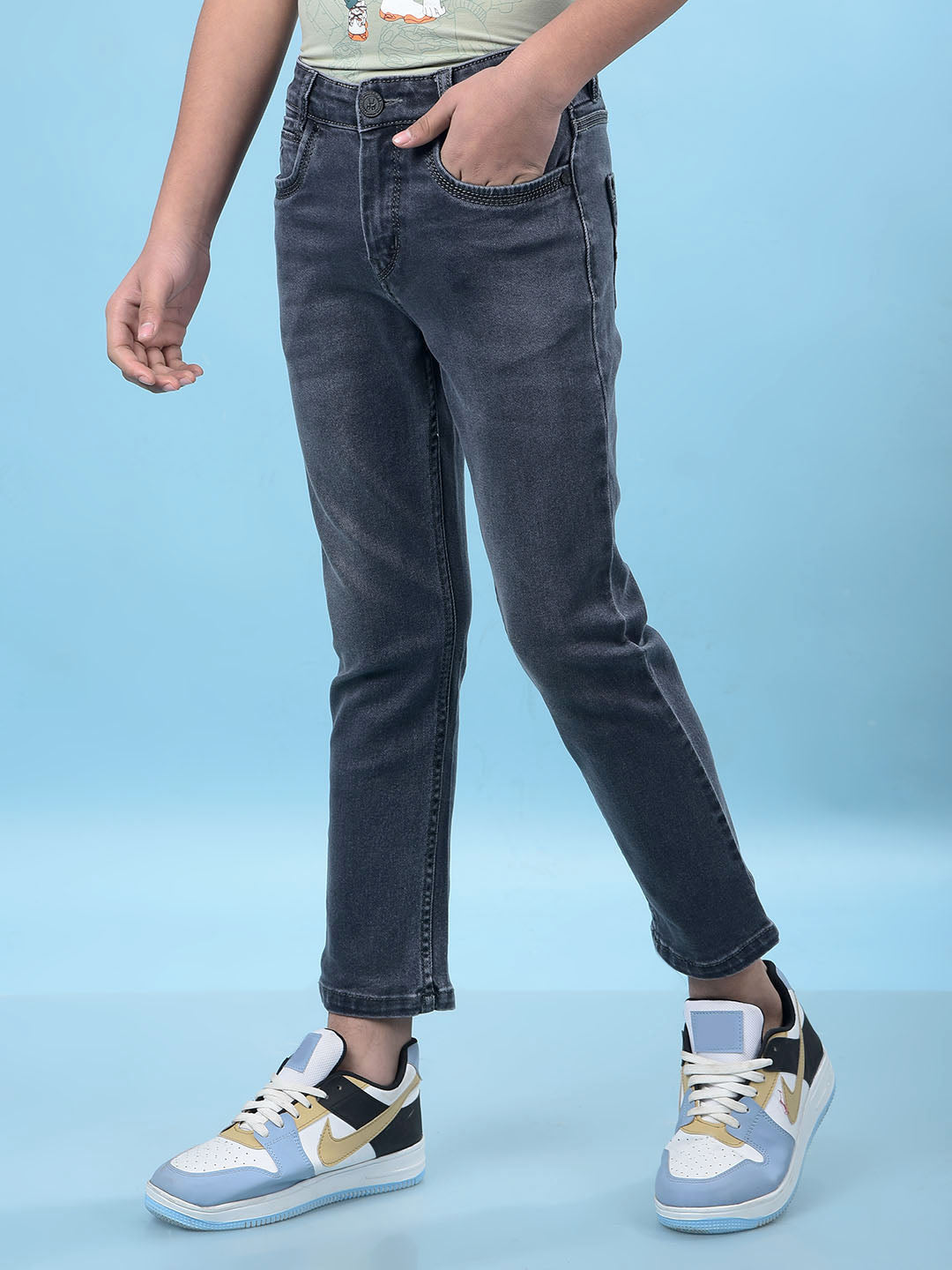 Grey Straight Leg Denim Jeans-Boys Jeans-Crimsoune Club