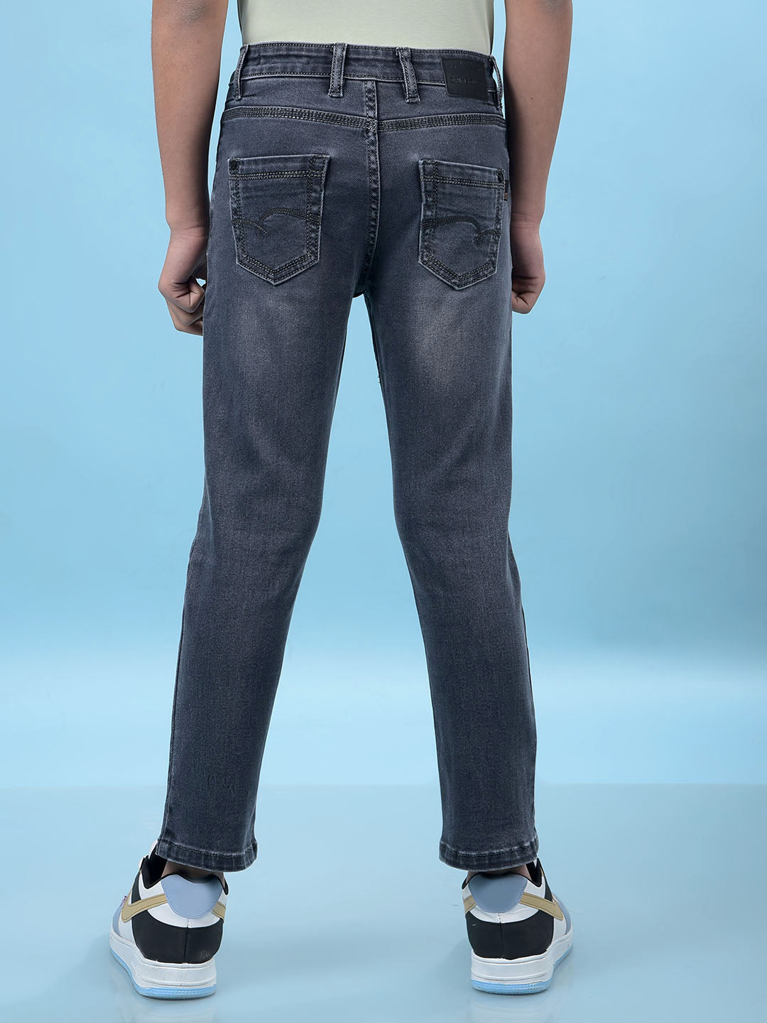 Grey Straight Leg Denim Jeans-Boys Jeans-Crimsoune Club