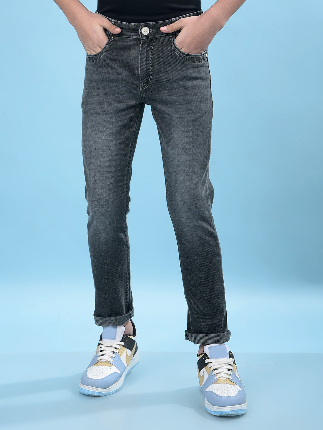 Sophisticated Grey Denim Jeans-Boys Jeans-Crimsoune Club