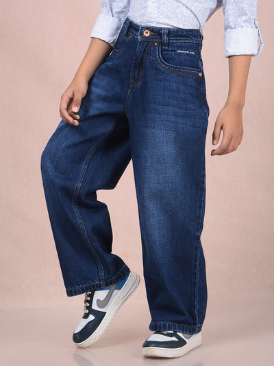 Blue Straight 100% Cotton Jeans-Boys Jeans-Crimsoune Club