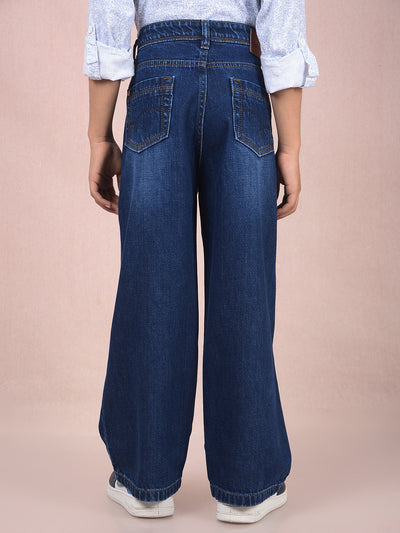 Blue Straight 100% Cotton Jeans-Boys Jeans-Crimsoune Club