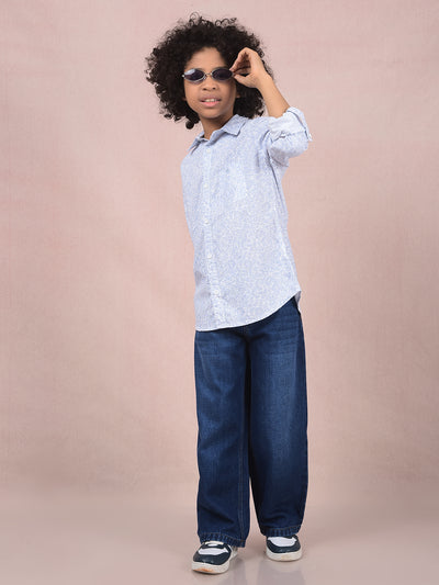 Blue Straight 100% Cotton Jeans-Boys Jeans-Crimsoune Club