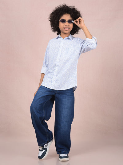 Blue Straight 100% Cotton Jeans-Boys Jeans-Crimsoune Club