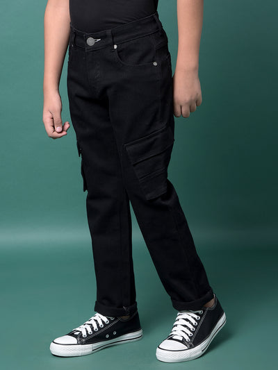 Black Cargo Jeans-Boys Jeans-Crimsoune Club