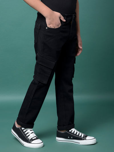Black Cargo Jeans-Boys Jeans-Crimsoune Club