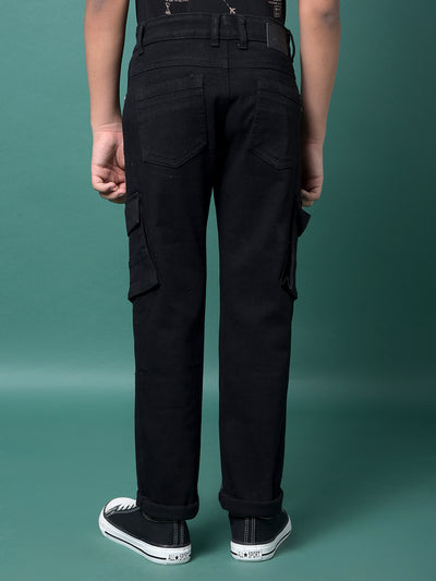 Black Cargo Jeans-Boys Jeans-Crimsoune Club