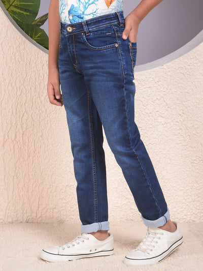 Trendy Dark Wash Blue Jeans-Boys Jeans-Crimsoune Club