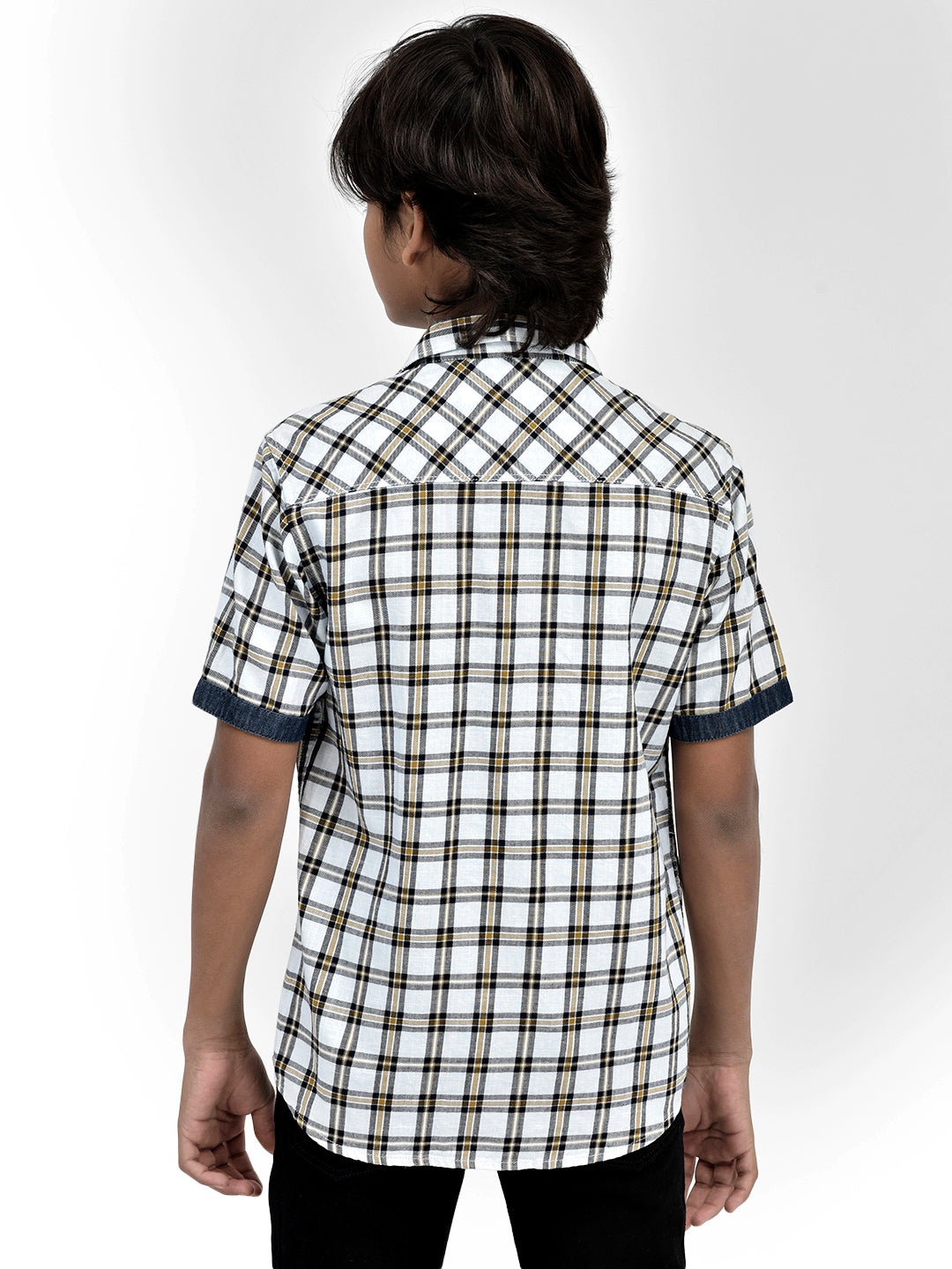 Checked White Shirt-Boys Shirts-Crimsoune Club