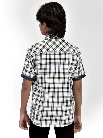 Checked White Shirt-Boys Shirts-Crimsoune Club