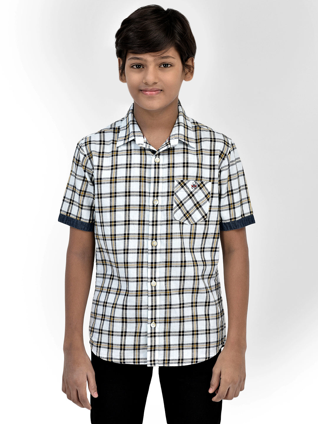 Checked White Shirt-Boys Shirts-Crimsoune Club