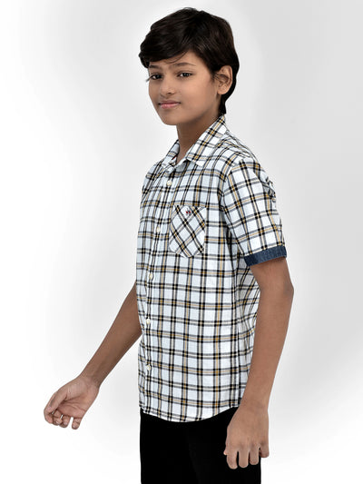 Checked White Shirt-Boys Shirts-Crimsoune Club