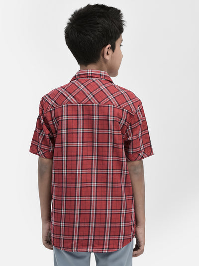 Red Tartan Checked Shirt-Boys Shirts-Crimsoune Club