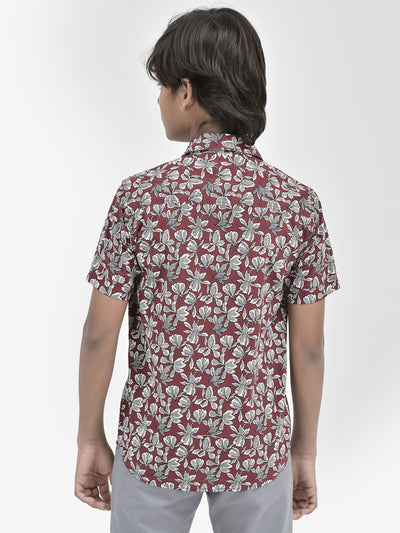 Floral Print Maroon Shirt-Boys Shirts-Crimsoune Club