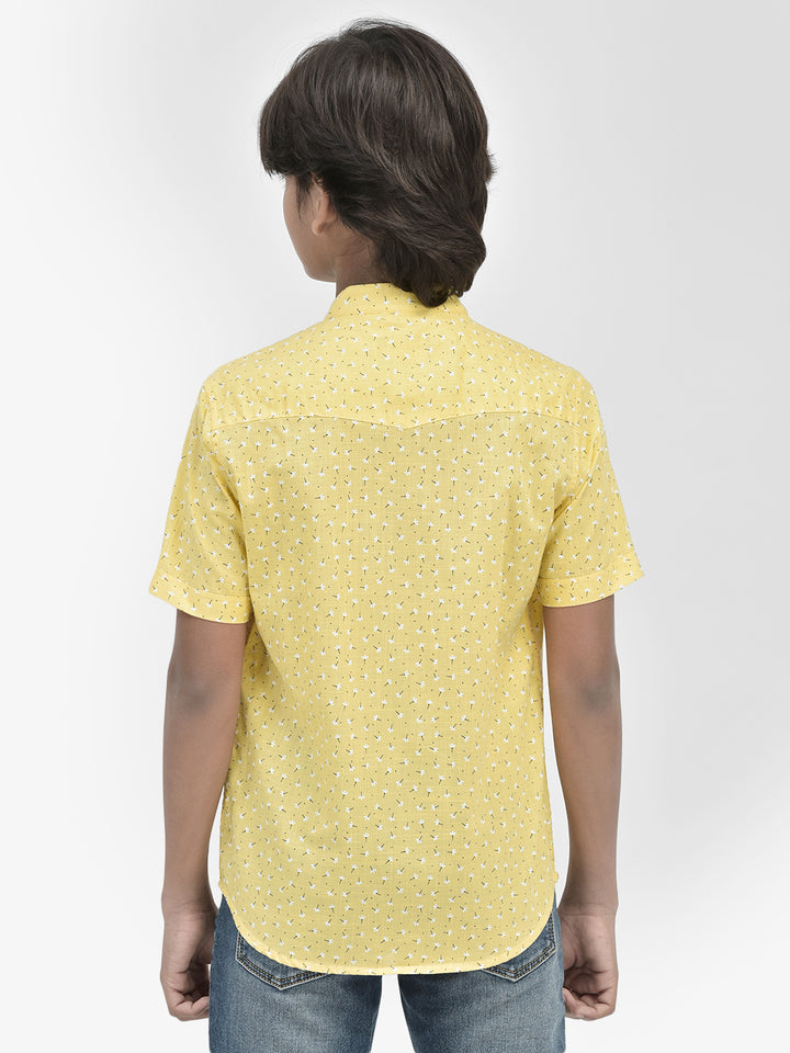 Floral Print Yellow Kurta-Boys Kurtas-Crimsoune Club