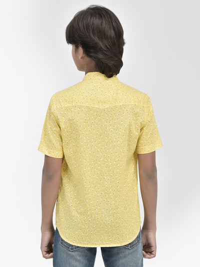 Floral Print Yellow Kurta-Boys Kurtas-Crimsoune Club