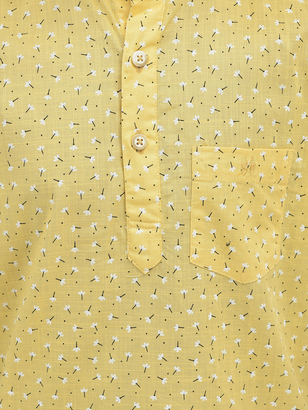 Floral Print Yellow Kurta-Boys Kurtas-Crimsoune Club