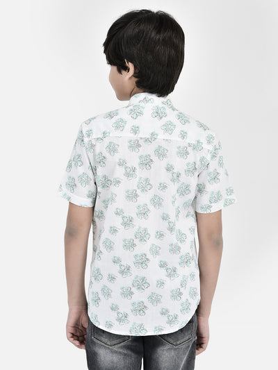 Floral Print Green Shirt-Boys Shirts-Crimsoune Club