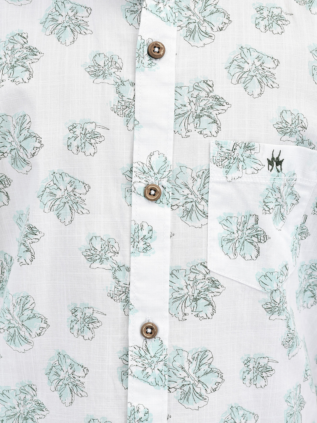 Floral Print Green Shirt-Boys Shirts-Crimsoune Club