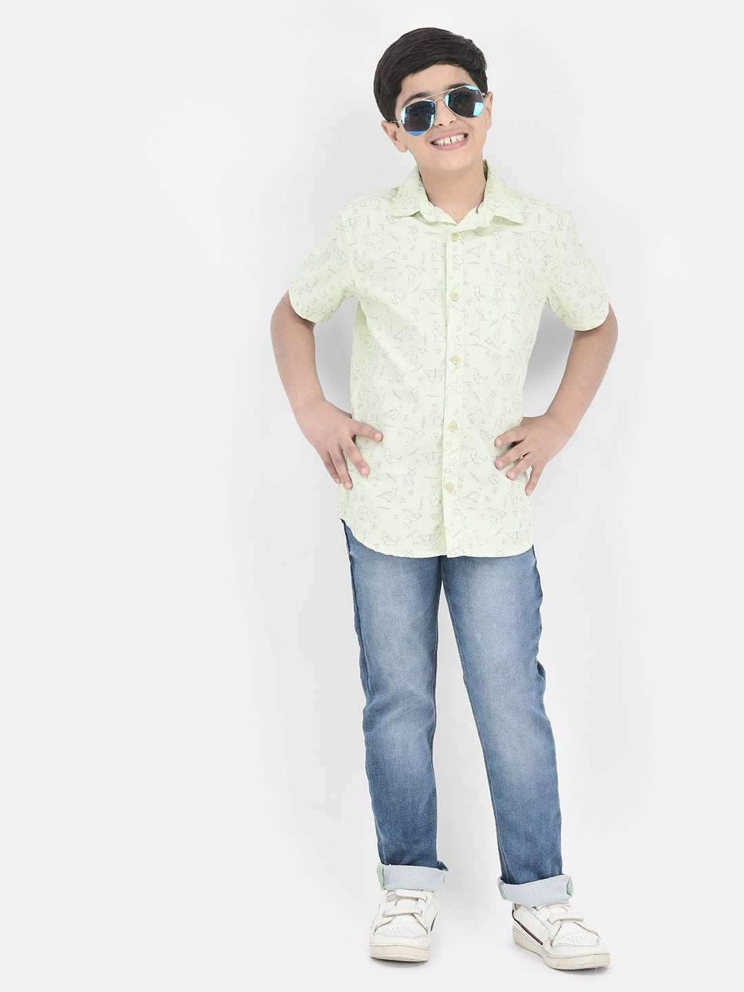 Green Shirt-Boys Shirts-Crimsoune Club