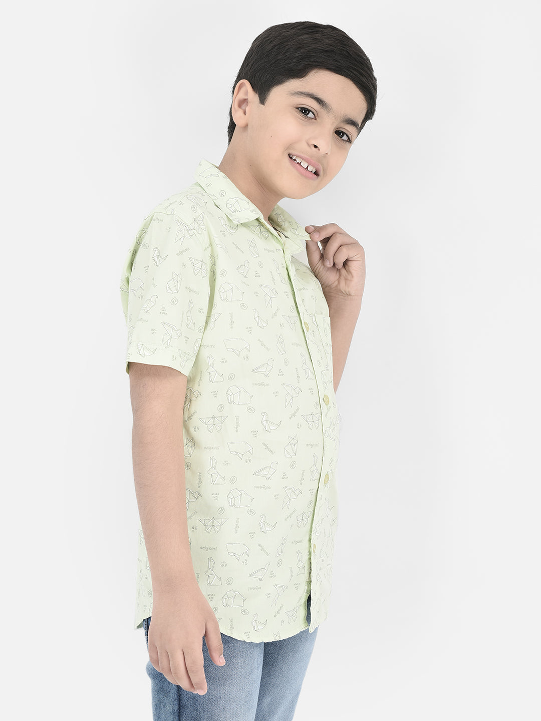 Green Shirt-Boys Shirts-Crimsoune Club