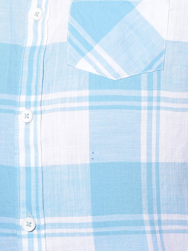 Blue Tartan Check 100% Cotton Shirt-Boys Shirts-Crimsoune Club