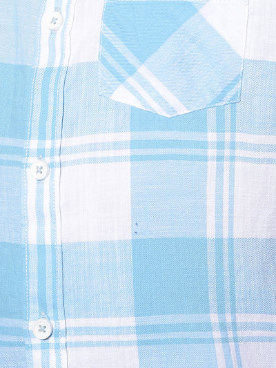 Blue Tartan Check 100% Cotton Shirt-Boys Shirts-Crimsoune Club