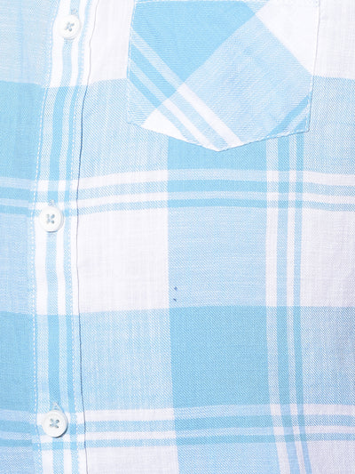 Blue Tartan Check 100% Cotton Shirt-Boys Shirts-Crimsoune Club