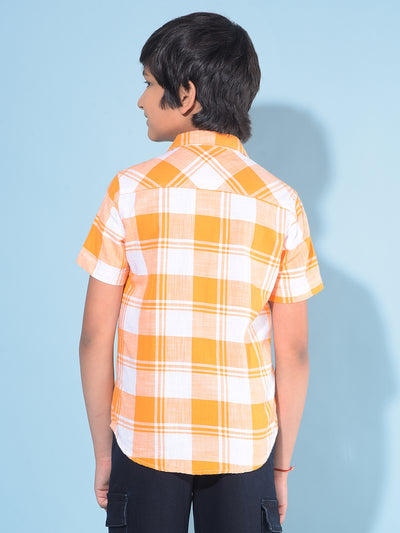 Orange Tartan Check 100% Cotton Shirt-Boys Shirts-Crimsoune Club
