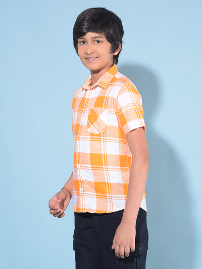 Orange Tartan Check 100% Cotton Shirt-Boys Shirts-Crimsoune Club