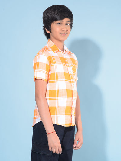 Orange Tartan Check 100% Cotton Shirt-Boys Shirts-Crimsoune Club