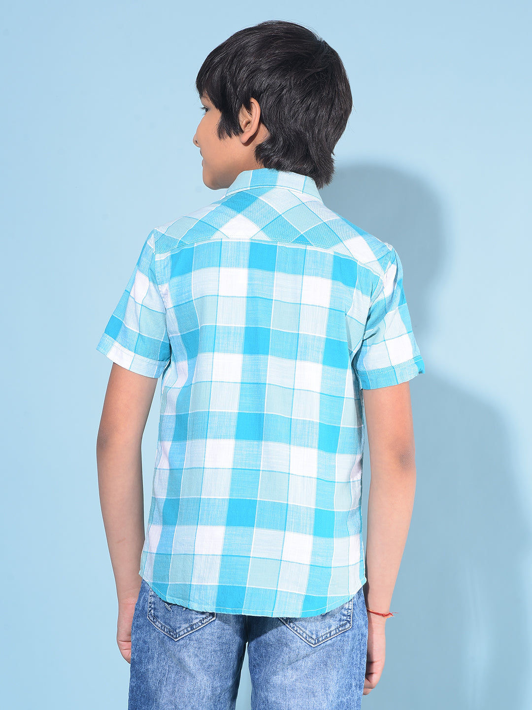 Blue Tartan Check 100% Cotton Shirt-Boys Shirts-Crimsoune Club