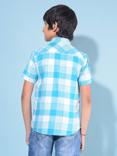 Blue Tartan Check 100% Cotton Shirt-Boys Shirts-Crimsoune Club