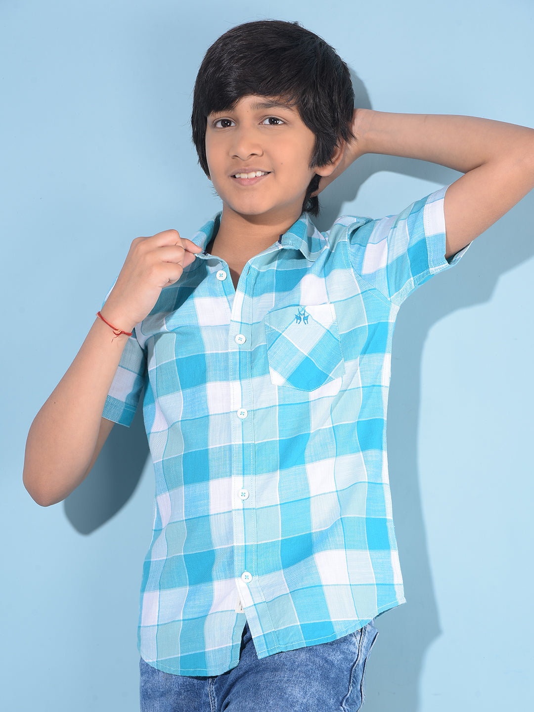 Blue Tartan Check 100% Cotton Shirt-Boys Shirts-Crimsoune Club