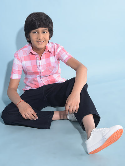 Pink Tartan Check 100% Cotton Shirt-Boys Shirts-Crimsoune Club