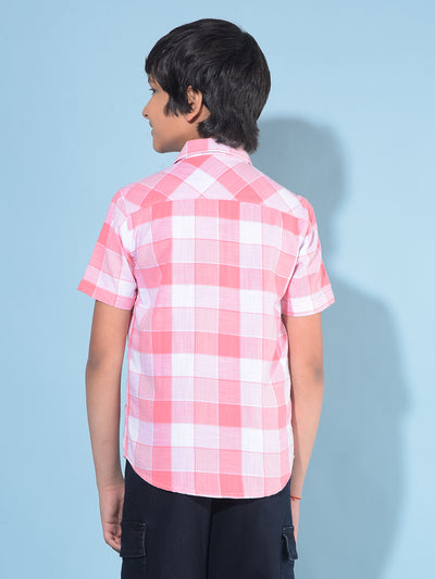 Pink Tartan Check 100% Cotton Shirt-Boys Shirts-Crimsoune Club
