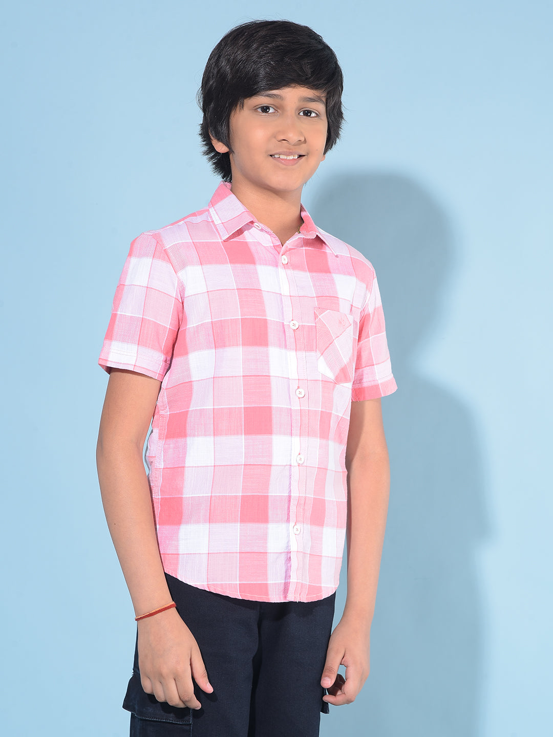 Pink Tartan Check 100% Cotton Shirt-Boys Shirts-Crimsoune Club