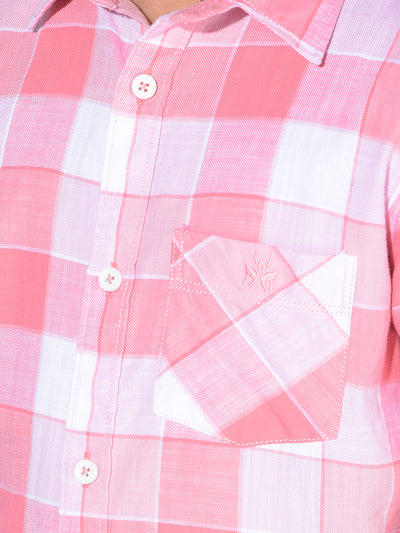 Pink Tartan Check 100% Cotton Shirt-Boys Shirts-Crimsoune Club