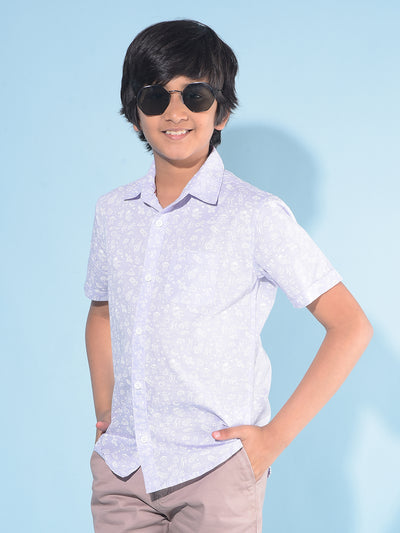 Purple Printed 100% Cotton Shirt-Boys Shirts-Crimsoune Club