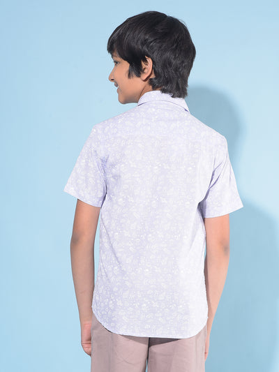 Purple Printed 100% Cotton Shirt-Boys Shirts-Crimsoune Club